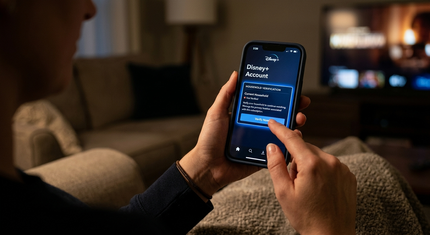 Disney Plus not part of household settings screen on smartphone