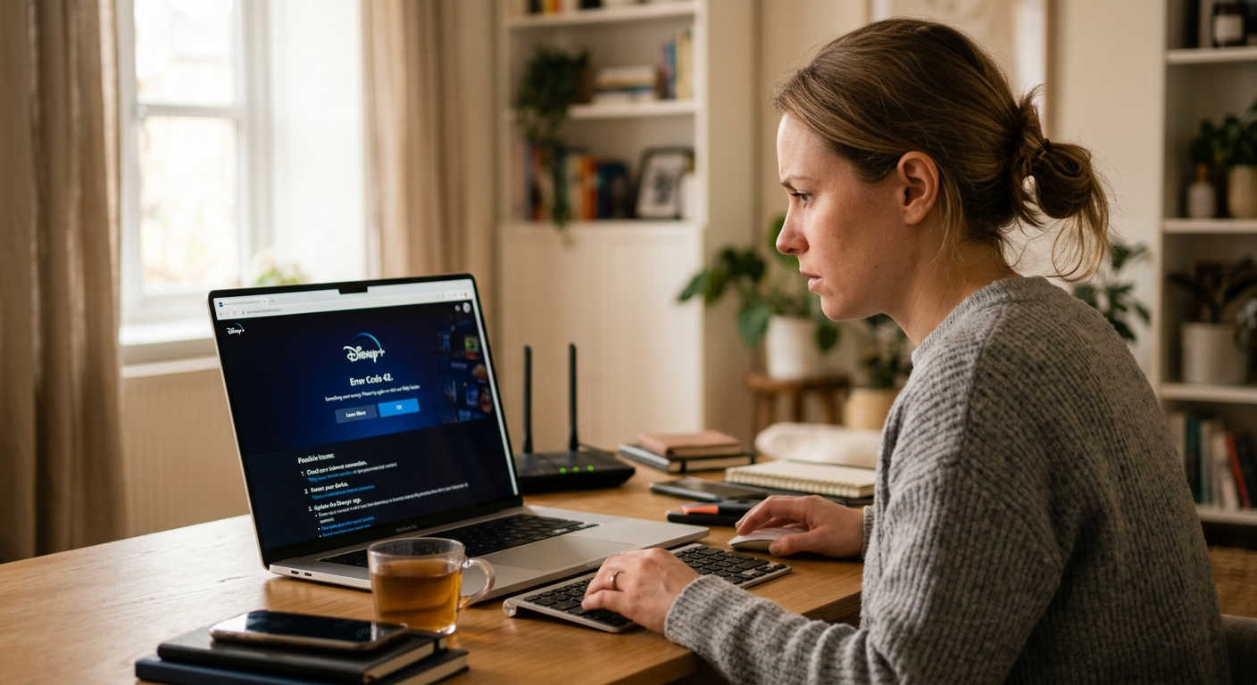 Computer showing troubleshooting steps to add extra member to Disney Plus account