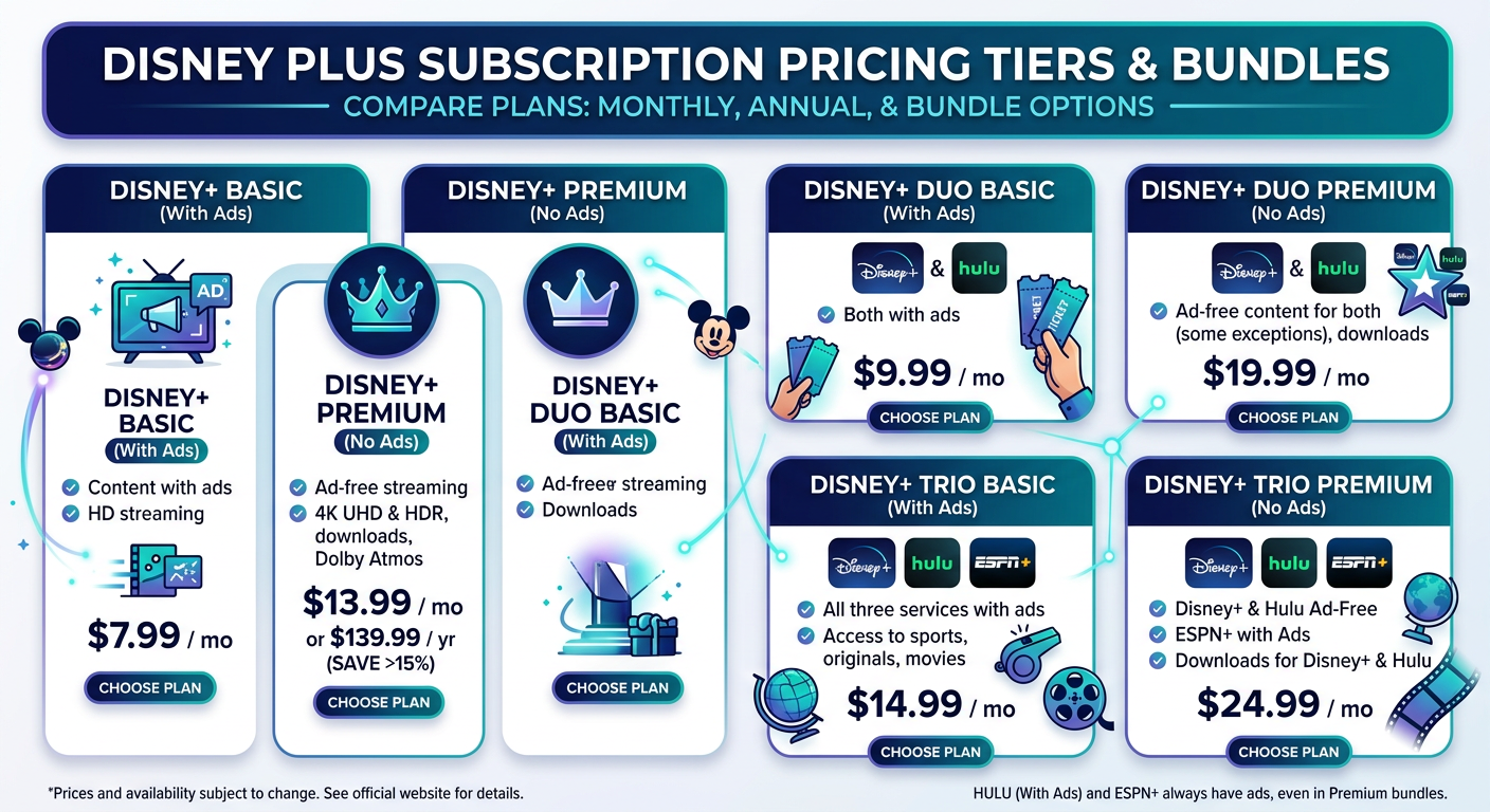 Disney Plus pricing tiers for account sharing alternatives