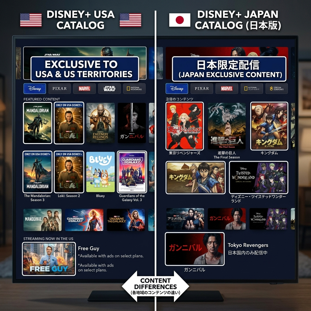 How to change region on Disney Plus regional content comparison