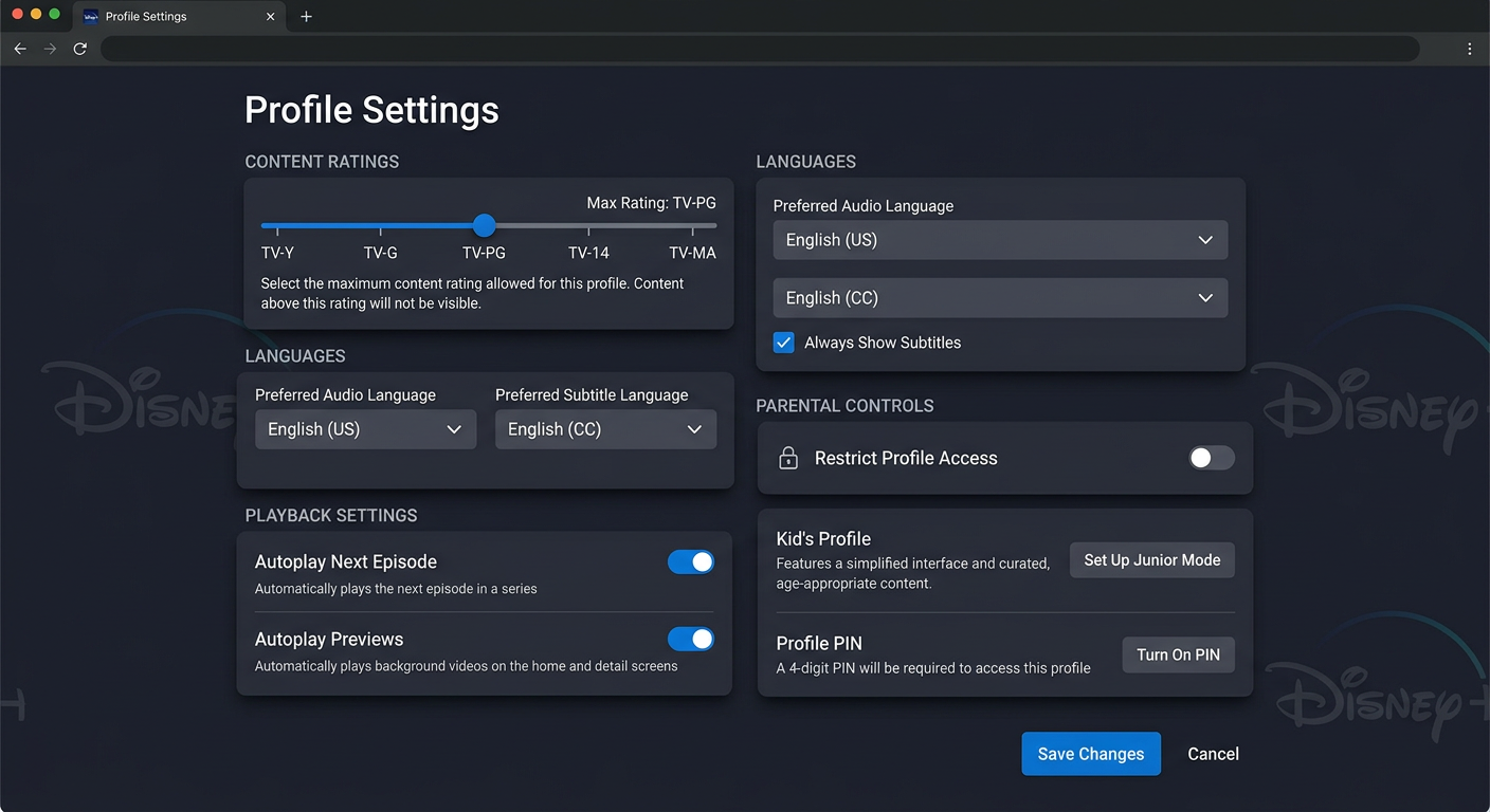 How to add someone to Disney account profile settings configuration