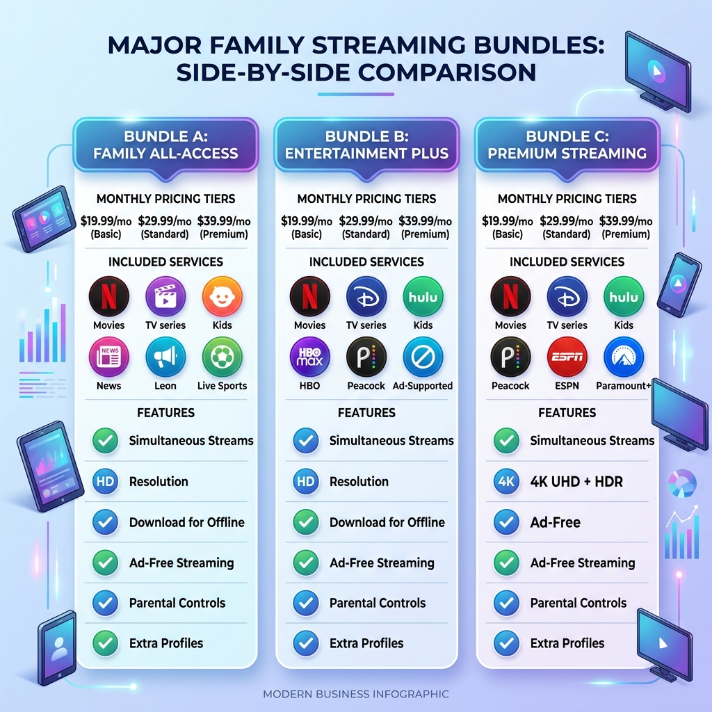 Family box subscription comparison chart showing pricing and features