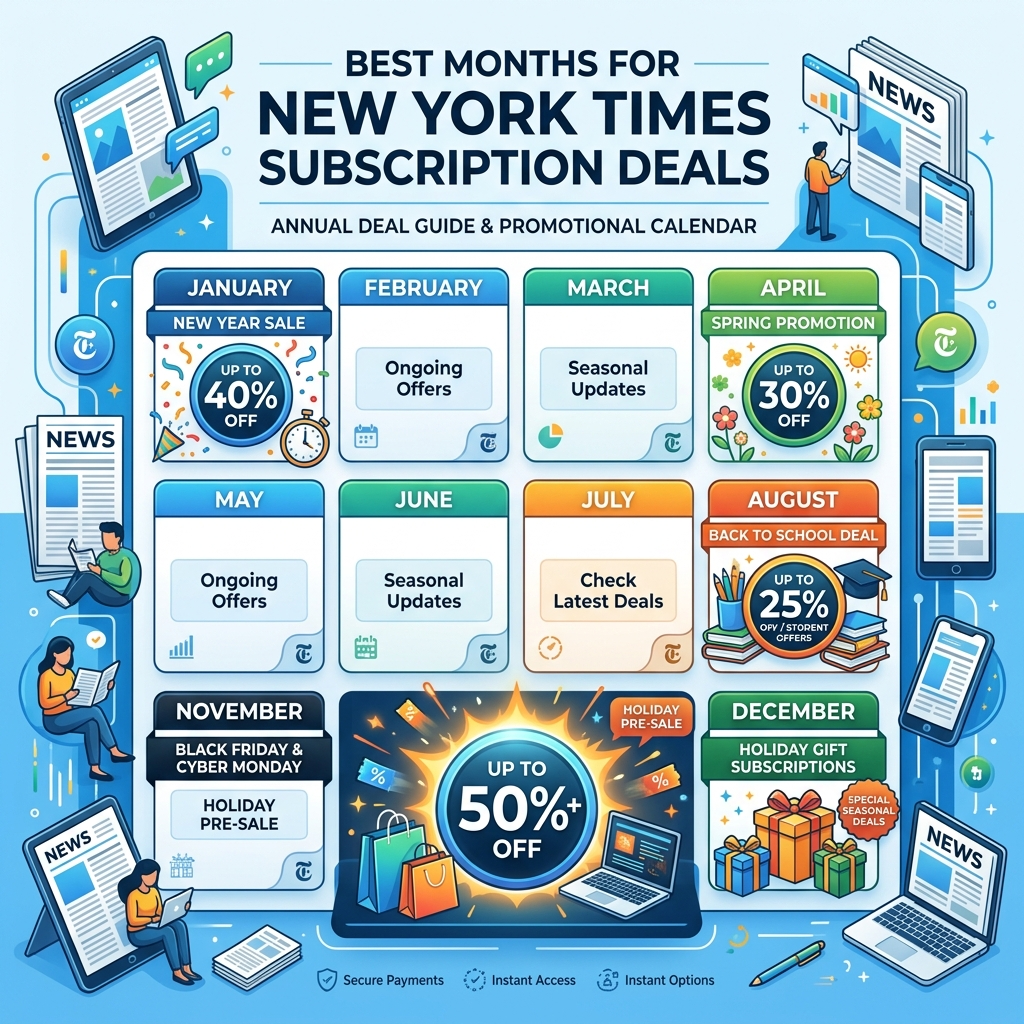 Best deal on NY Times digital subscription timing calendar with promotional periods